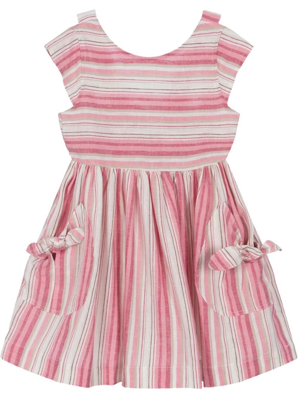 Mayoral | Pink Linen with Metallic Stripes Dress | Size 6
